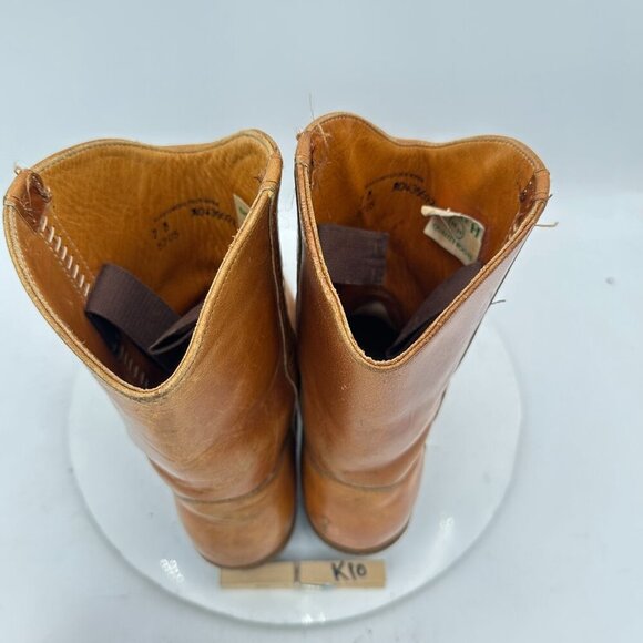 Double-H Women Size 7B Brown Tan Leather Pull On Low Heel Western Cowboy Boot - Picture 9 of 14